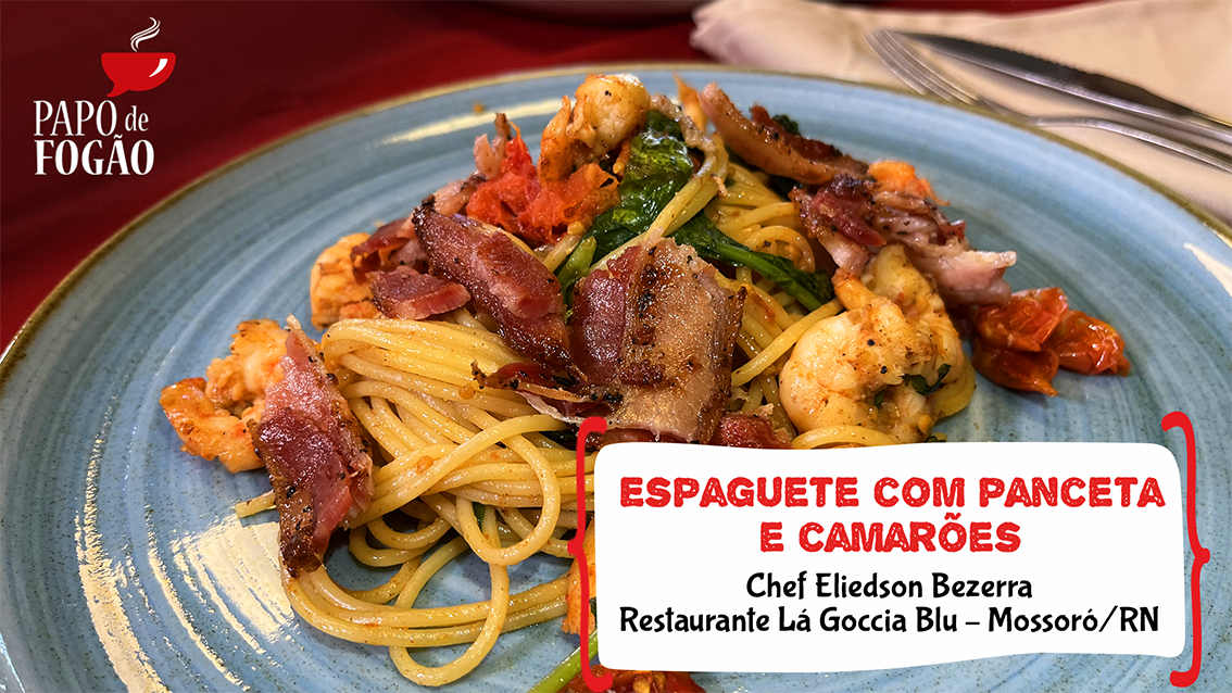 FETTUCCINE DE CAMARÃO COM PANCETTA