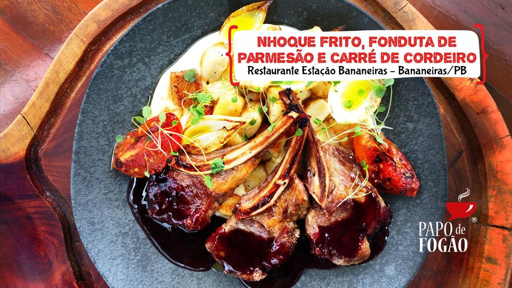 NHOQUE FRITO, FONDUTA DE PARMESÃO E CARRÉ DE CORDEIRO