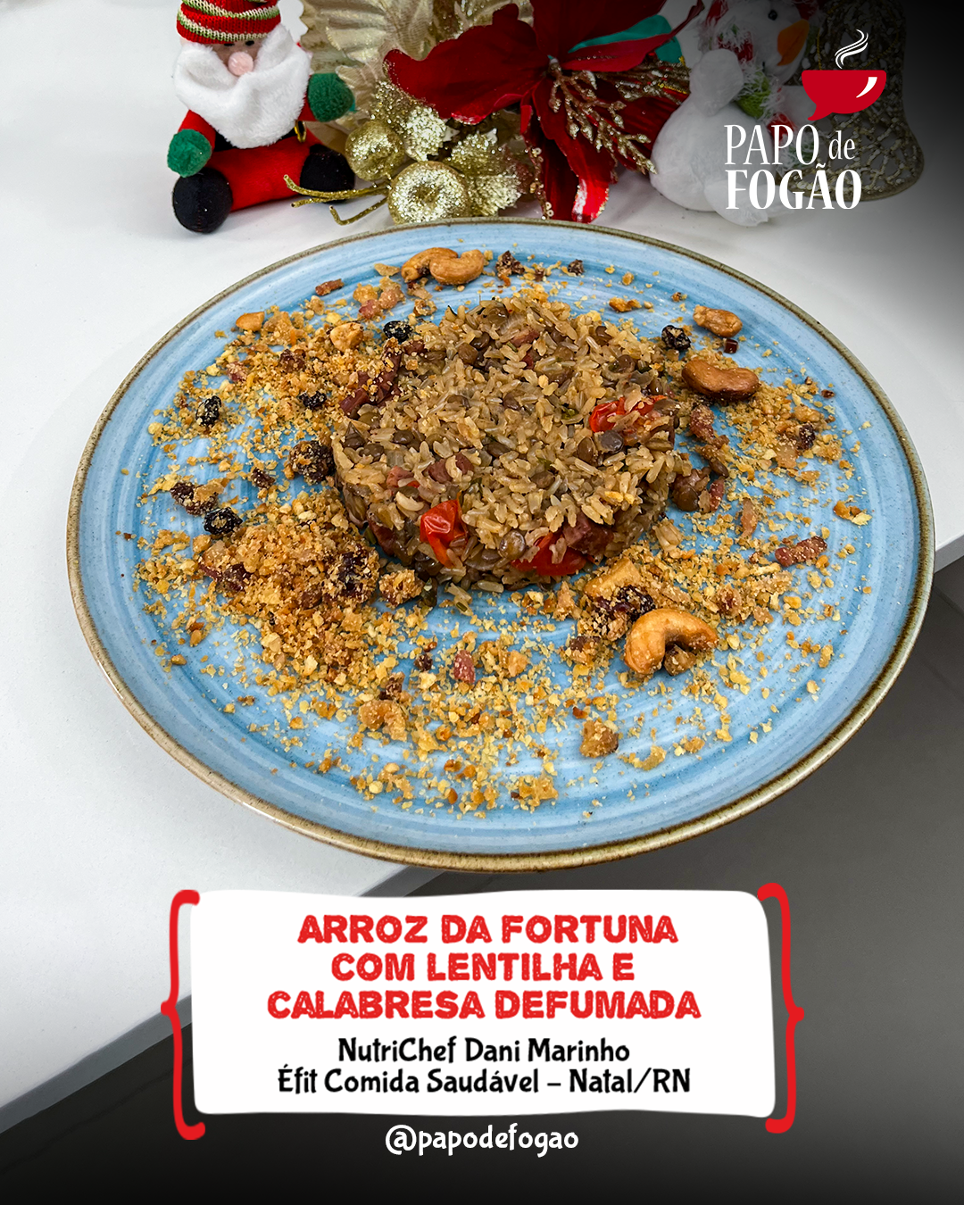 Arroz da fortuna com lentilha e calabresa defumada